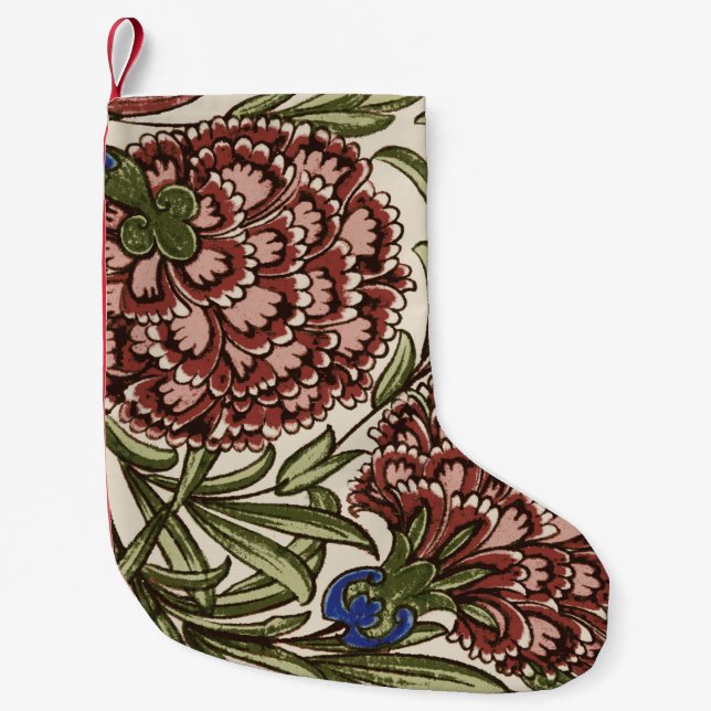 Carnation Blume Tile Antique Rustikale Kunst Kleiner Weihnachtsstrumpf (Vorderseite)