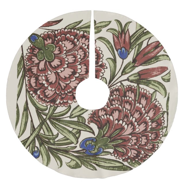 Carnation Blume Tile Antique Rustikale Kunst Polyester Weihnachtsbaumdecke (Vorderseite)