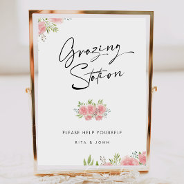 Carnation Boho Grazing Station Table Wedding Sign Poster