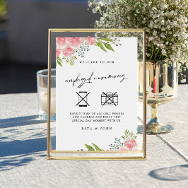 Carnation Boho Unplugged Zeremonie Wedding Sign Poster
