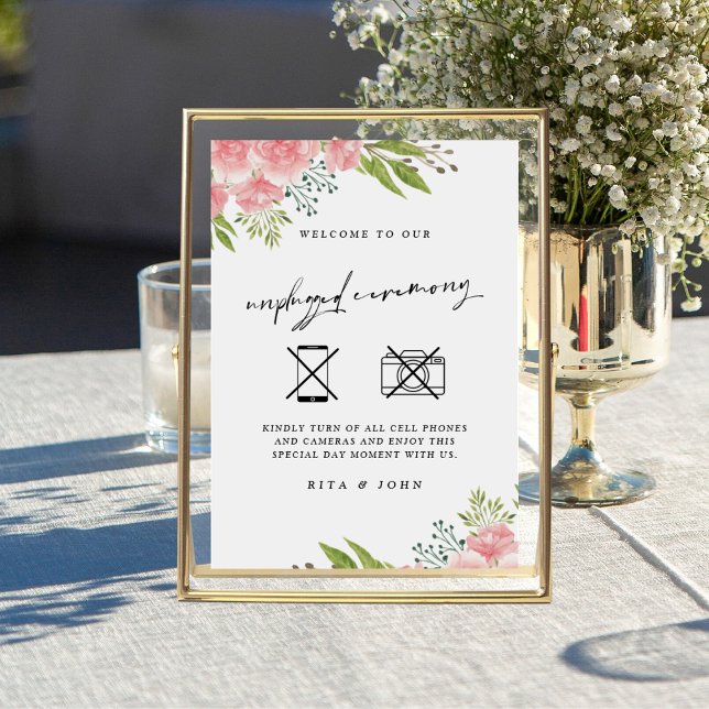 Carnation Boho Unplugged Zeremonie Wedding Sign Poster (Von Creator hochgeladen)