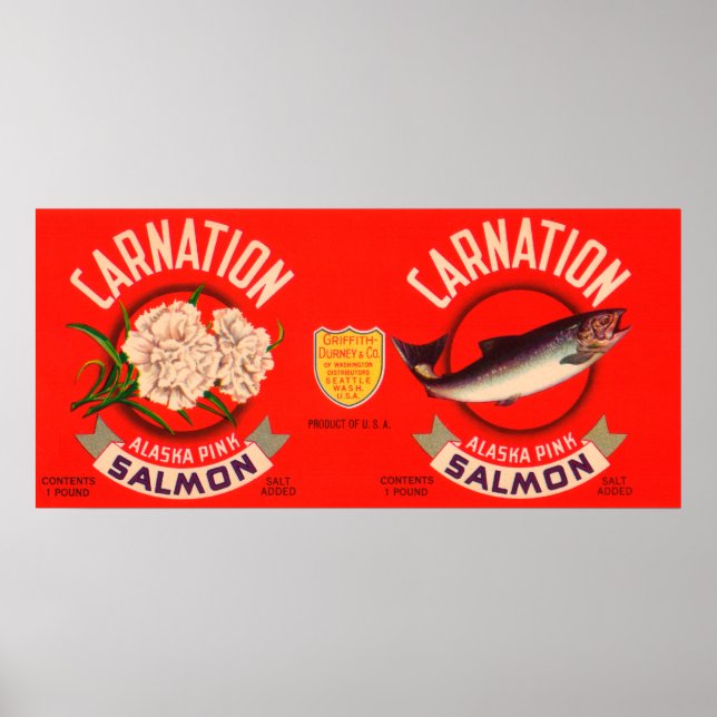 Carnation Brand Lachs Label- Seattle, WA Poster (Vorne)