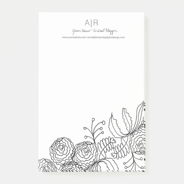 Carnation Floral Botanische Blume Kunst Post-it Klebezettel (Vorderseite)