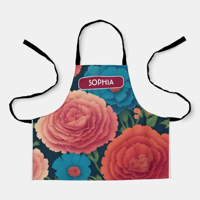 Carnation Floral Personalisiertes Muster Schürze (Vorderseite)