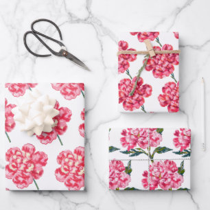 Carnation Floral Wasserfarbe Eleganter Muttertag Geschenkpapier Set
