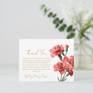 Carnation Funeral Thank You Card Bereavement Dankeskarte