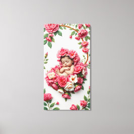 Carnation Halo - Baby Girl Birth Blume Art Leinwanddruck