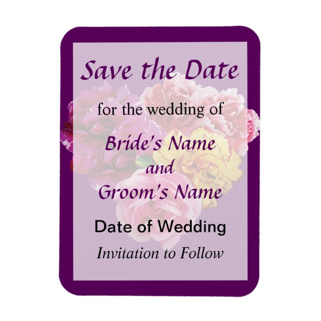 Carnation Heart Mixed Colors Save the Date Magnet (Vertikal)