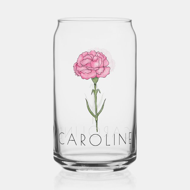 Carnation January Birth Blume Individuelle Name Dosenglas (Vorderseite)