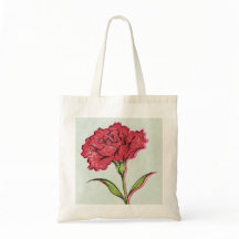Carnation Japanese Woodblock Floral Tote Bag