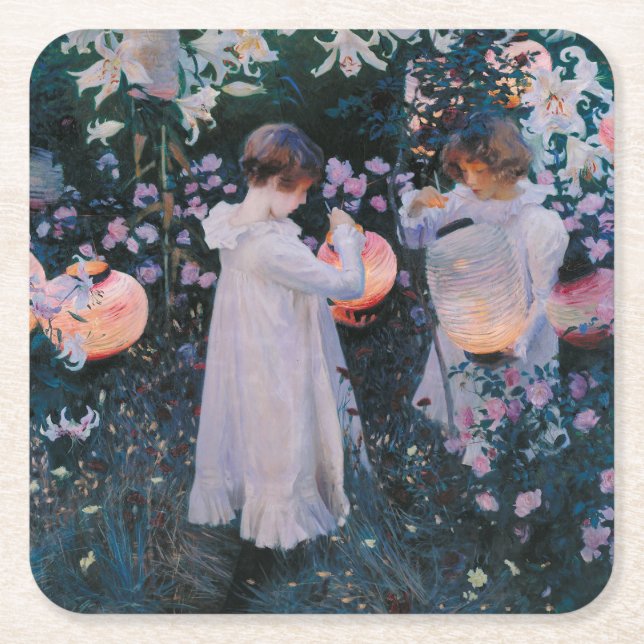 Carnation Lily Rose John Singer Sargent Art Rechteckiger Pappuntersetzer (Vorderseite)