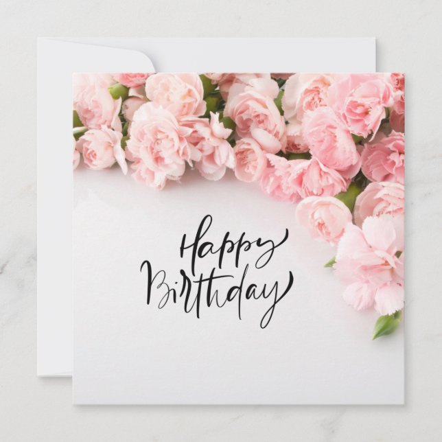 Carnation rose Flower joyeuse carte d'anniversaire (Devant)