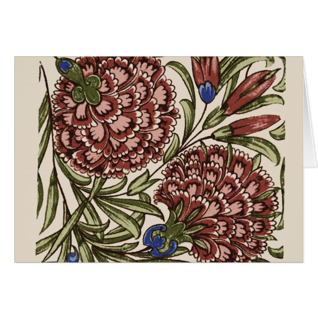 Carnation Tile Fleur Art antique (Devant horizontal)