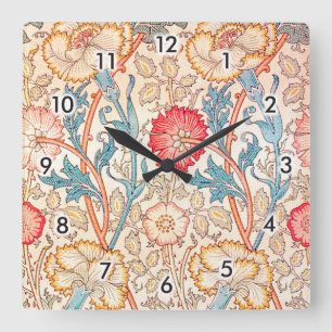 Carnation, William Morris Quadratische Wanduhr