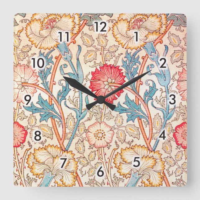 Carnation, William Morris Quadratische Wanduhr (Vorderseite)