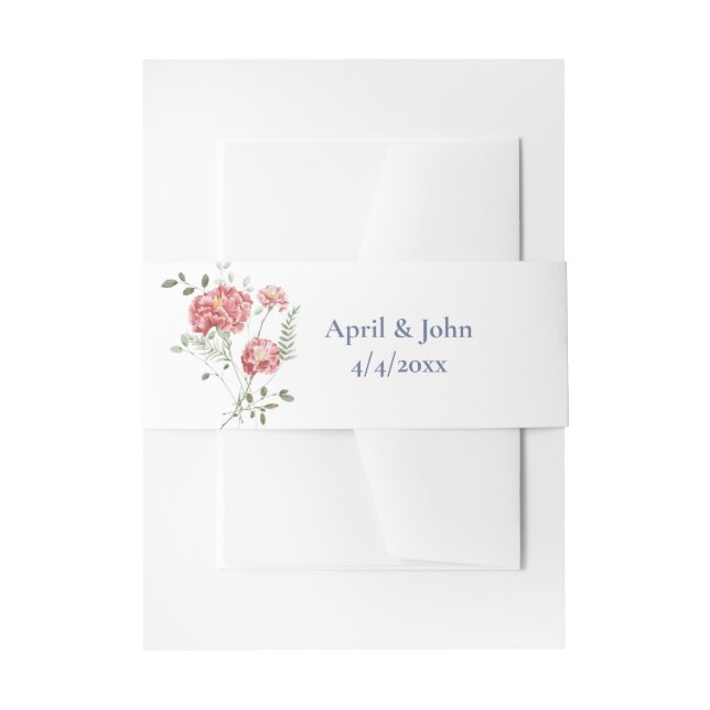 Carnations and Blue Wedding Invitation Belly Band (Vorderseite Beispiel)