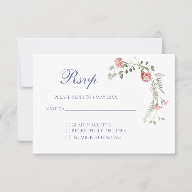 Carnations Wedding RSVP card (Vorderseite)