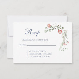 Carnations Wedding RSVP card Karte
