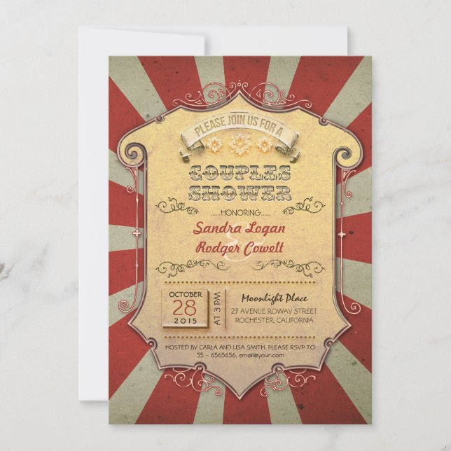 carnaval couples douche invitations (Devant)