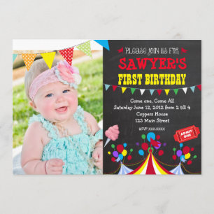Carnaval de cirque Invitation de fête d'anniversai