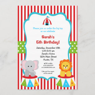 Carnaval de cirque Invitations d'anniversaire les 