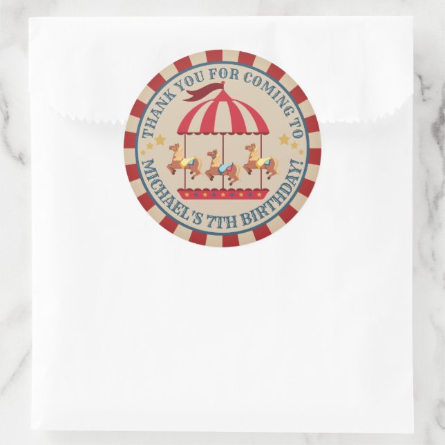 Carnaval de cirque vintage Anniversaire Étiquette  (Sac)