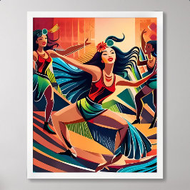 Carnaval Painting: Tanzfeier in Rio Streets Poster