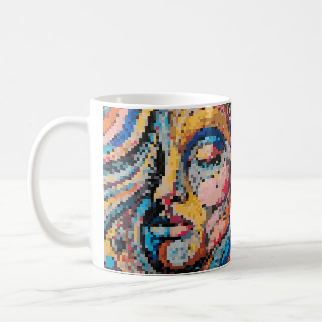 Carnaval Portrait Pixel Art Coloré Kaffeetasse (Links)