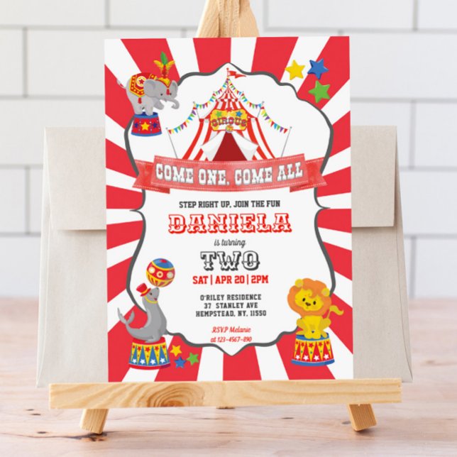 Carnaval Red Circus Invitation d'anniversaire (Créateur téléchargé)