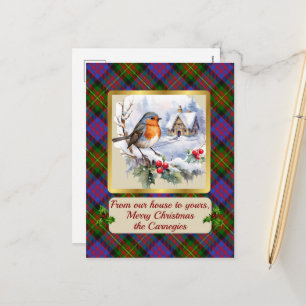 Carnegie Tartan w/Robin Personalisiert Feiertagspostkarte