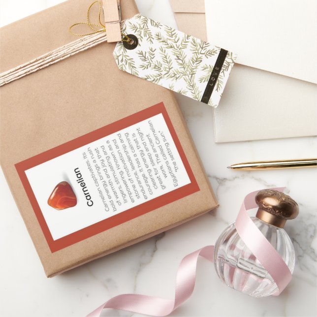 Carnelian Crystal Meaning Juwelier Packet Rechteckiger Aufkleber (Schenken)