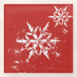 Carnelian Red Snowflake Glass Untersetzer