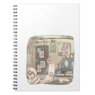 CARNET さなやごじ お部屋のドアのそばで淡く光っている物体と、寝ている女性のイラスト