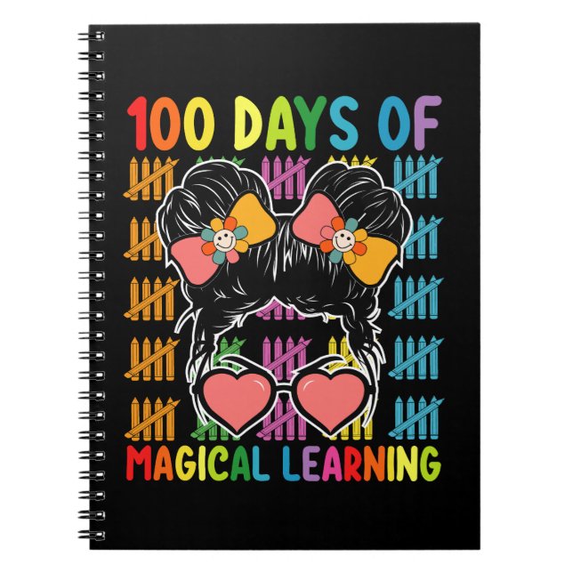 Carnet 100 Jours D'Apprentissage Magique Messy Bun School (Devant)