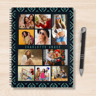 Carnet 10 Photo Moderne Géométrique Nom élégant