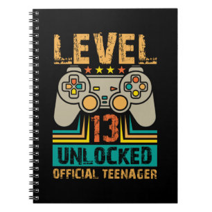 Carnet 13e anniversaire Gift Boys Niveau 13 déverrouill