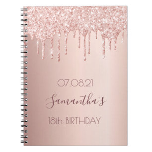 Carnet 18e 18 anniversaire fête rose parties scintillant