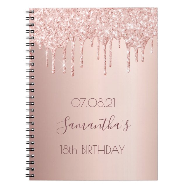 Carnet 18e 18 anniversaire fête rose parties scintillant  (Devant)