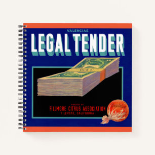 Carnet 1930s Juridique Tender orange crate étiquette