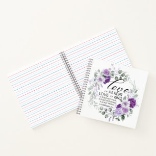 Carnet 1 Corinthiens 13:4 L'amour est patient Violet Flor