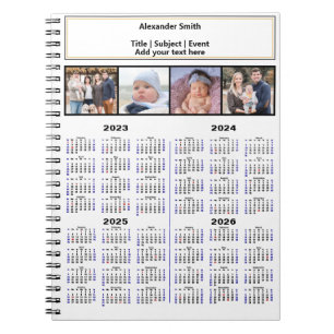 Carnet 2023 2024 2025 2026 Calendrier Photo personnalisée