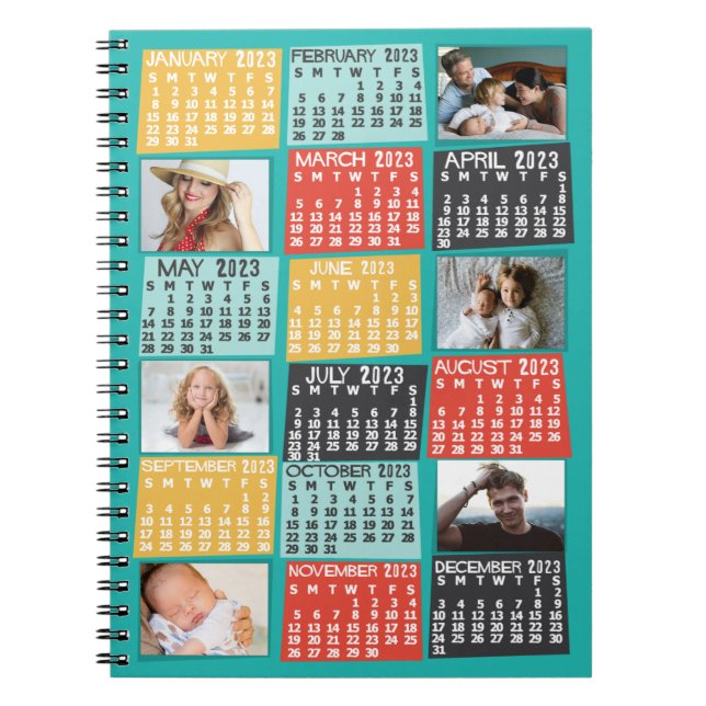 Carnet 2023 Année Calendrier mensuel Moderne 6 Photo Coll (Devant)