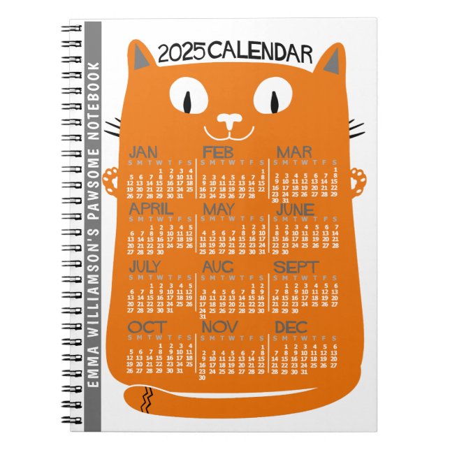 Carnet 2025 Année Calendrier mensuel Mi-Siècle Orange Cha (Devant)