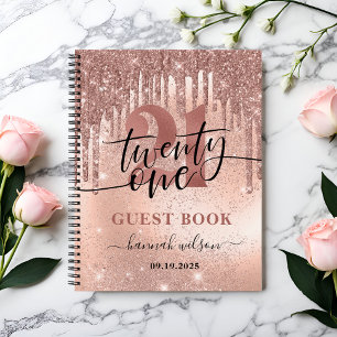Carnet 21e Anniversaire Rose Gold Parties scintillant & F