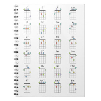 Carnet 24 Cordes Ukulele communes Tableau de référence co
