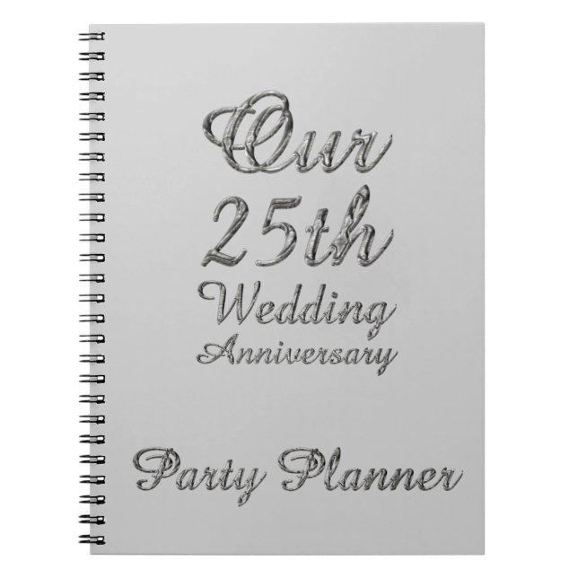 Carnet 25ème Gris argenté de planificateur de fête (Devant)