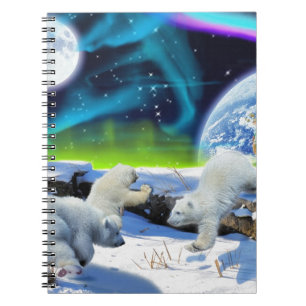 Carnet 3 cubes d'ours polaires jouant dans la neige - Art