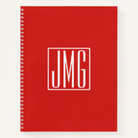 3 Initiales Monogramme | Rouge et blanc (ou couleu