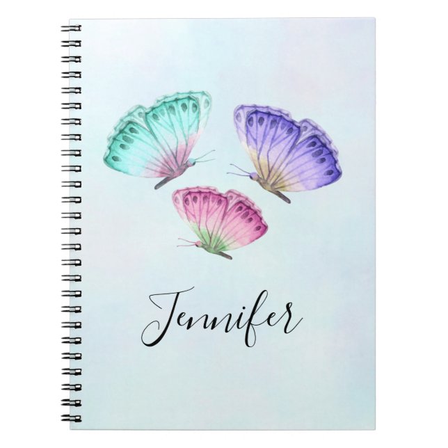 Carnet 3 Jolies papillons d'aquarelle Pastel (Devant)