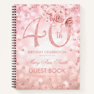Carnet 40e anniversaire Guestbook Rose Gold Glam Lights